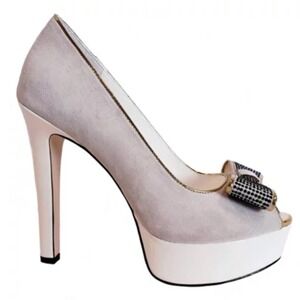 Things II Come Heels Platform Peep‎ Toe Bow Party Shoes 9.5M